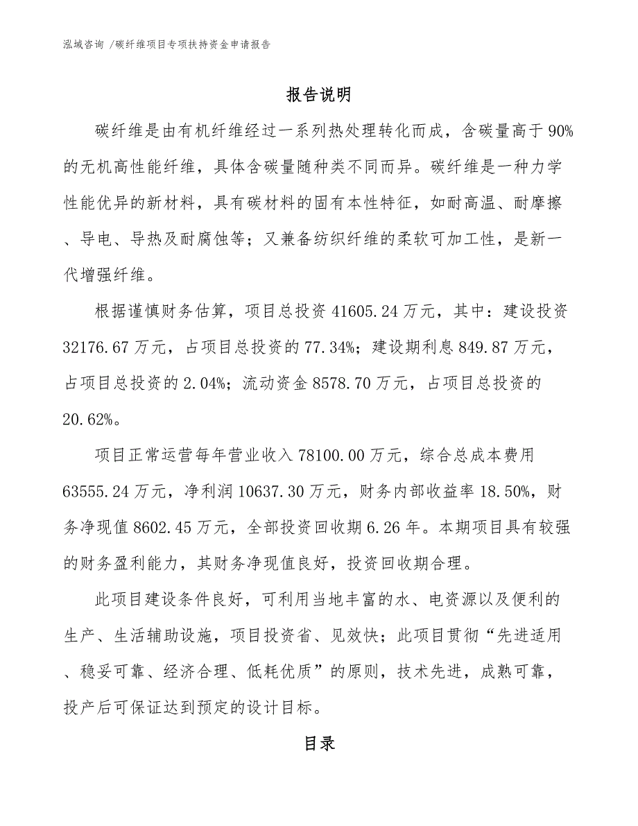 碳纤维项目专项扶持资金申请报告（模板参考）_第2页