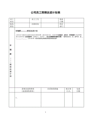 公司员工限期改进计划表