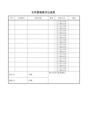 文件管理移交记录表