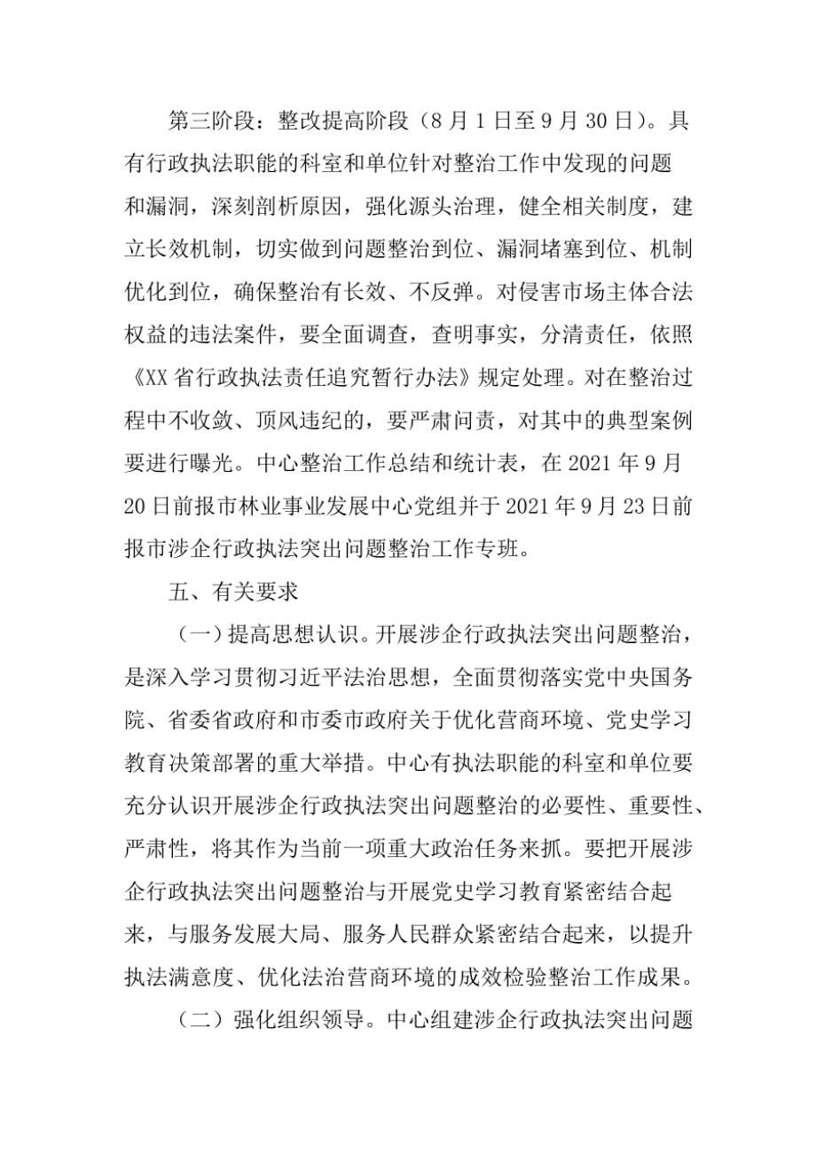 林业事业发展中心涉企行政执法突出问题整治工作方案_第5页