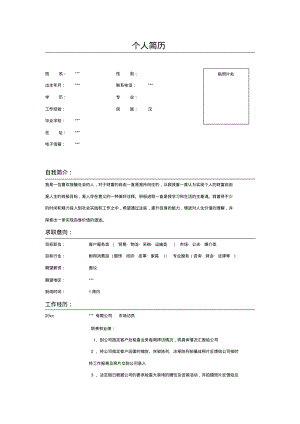 市场访员个人简历表格范文