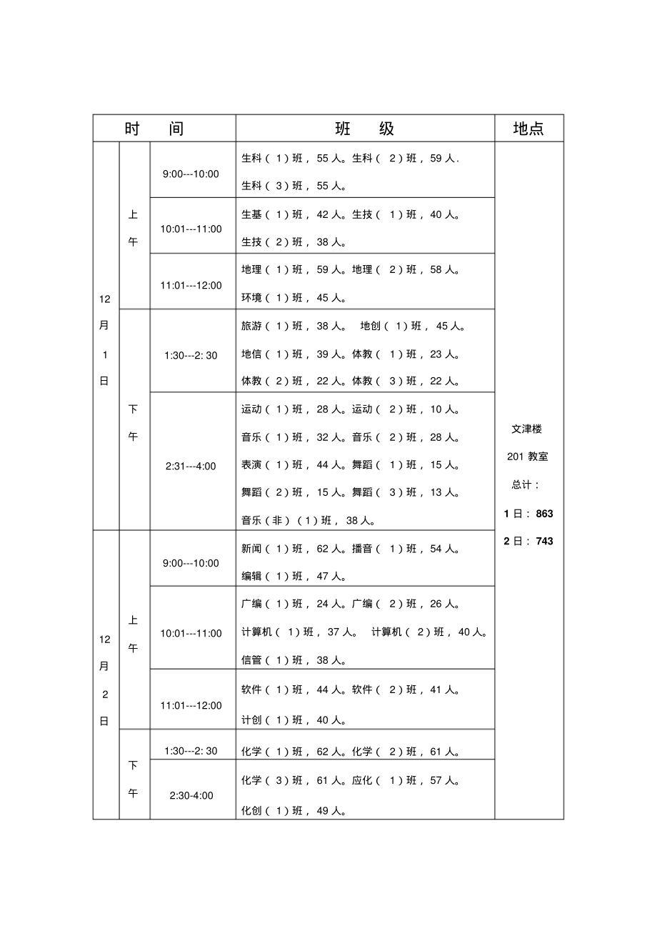 长安校区各班级图像信息采集具体时间安排表_第2页