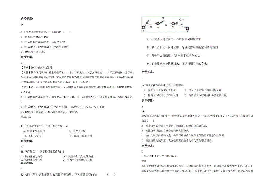 山东省淄博市第二职业高级中学2022年高一生物月考试卷含解析_第2页