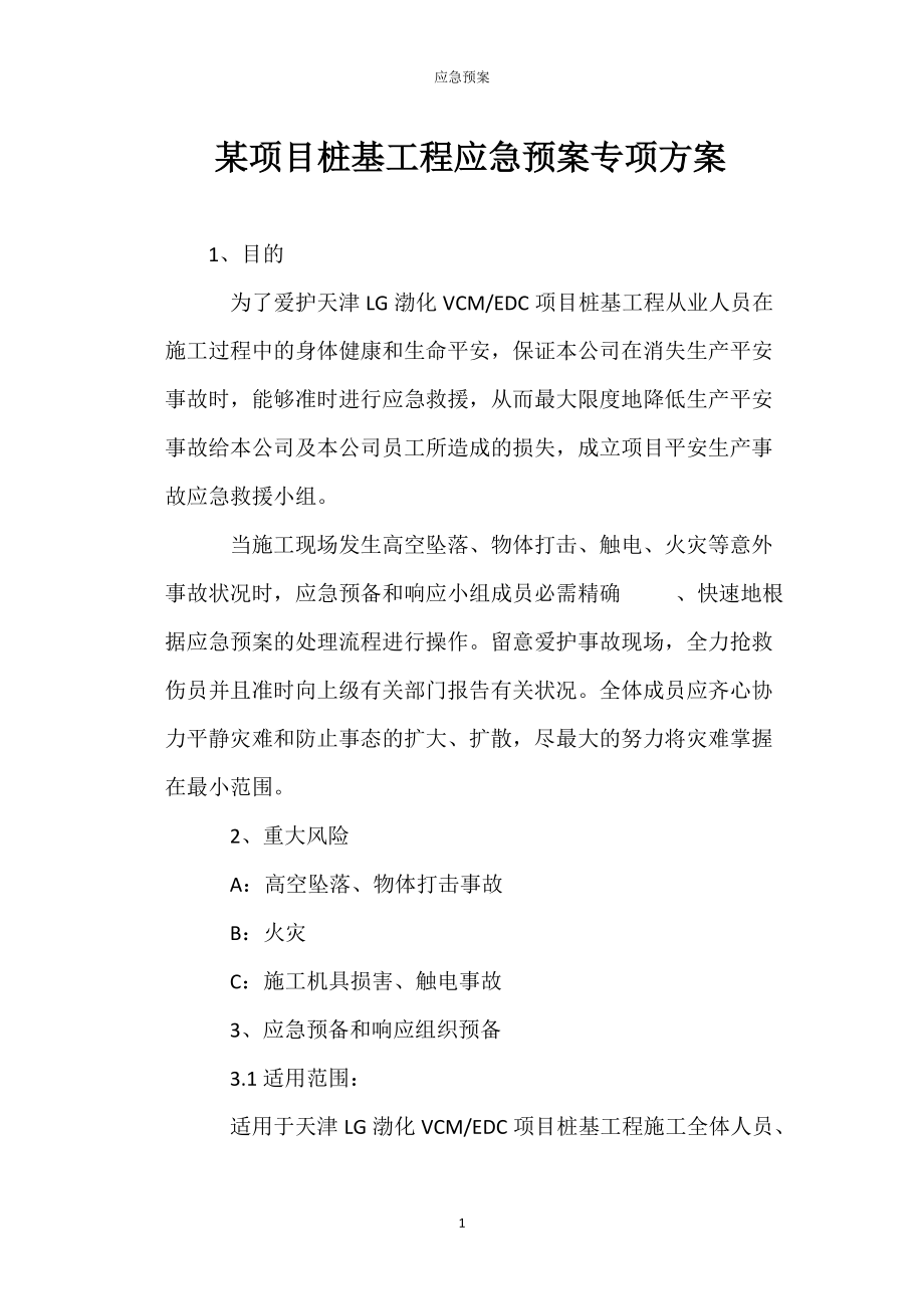 某项目桩预基工程应急专项方案_第1页