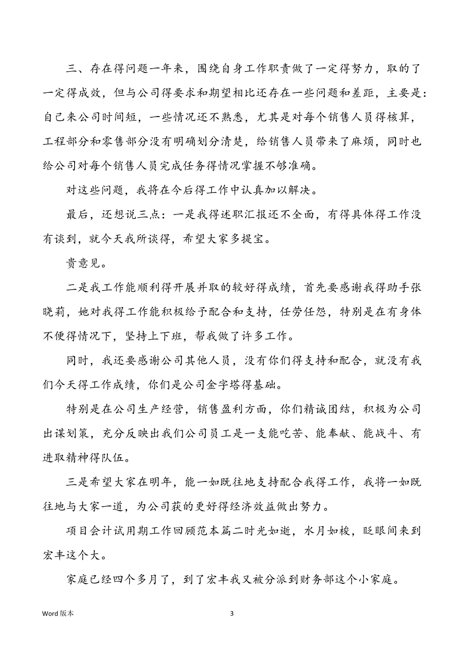 项目会计试用期工作回顾范本_第3页