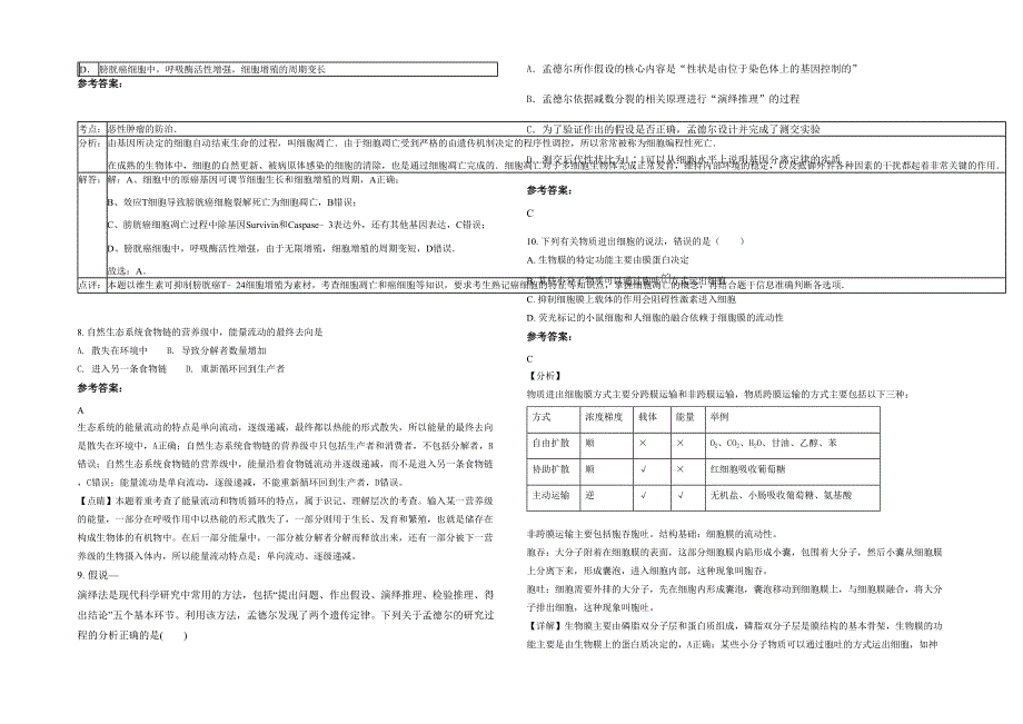 湖北省黄冈市麻城南湖办事处闵集中学2020-2021学年高三生物模拟试题含解析_第2页