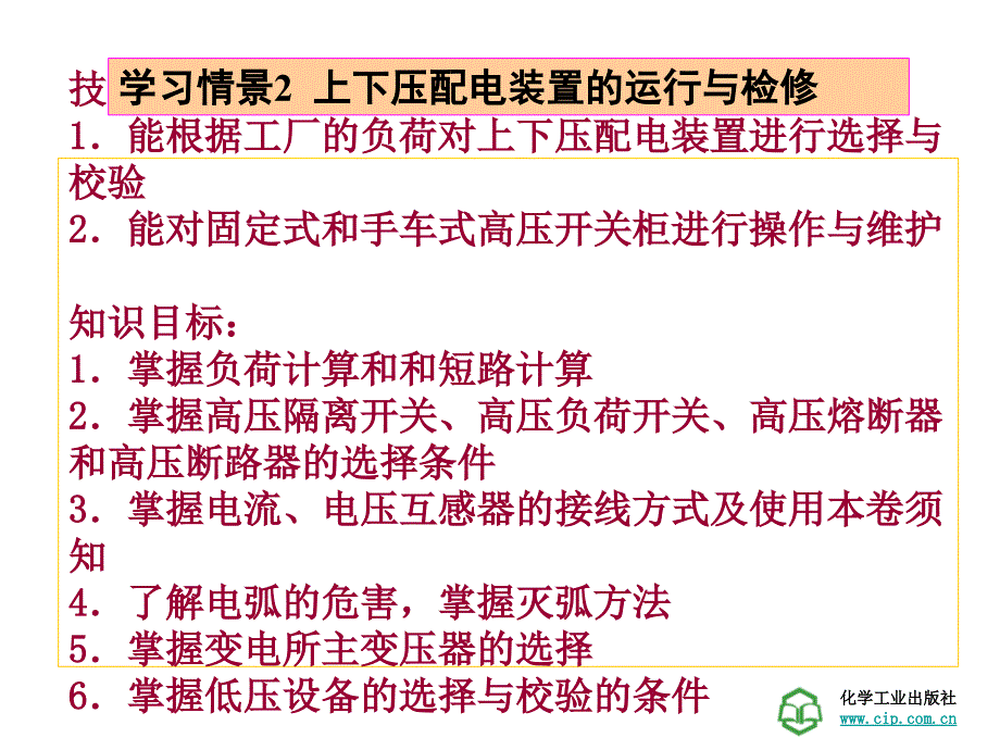 工厂供电技术学习情景21 高低压配电装置的运行与检修_第1页