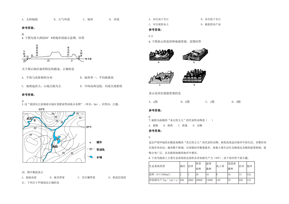 湖北省黄石市大冶镇中学2020年高三地理上学期期末试题含解析_第2页