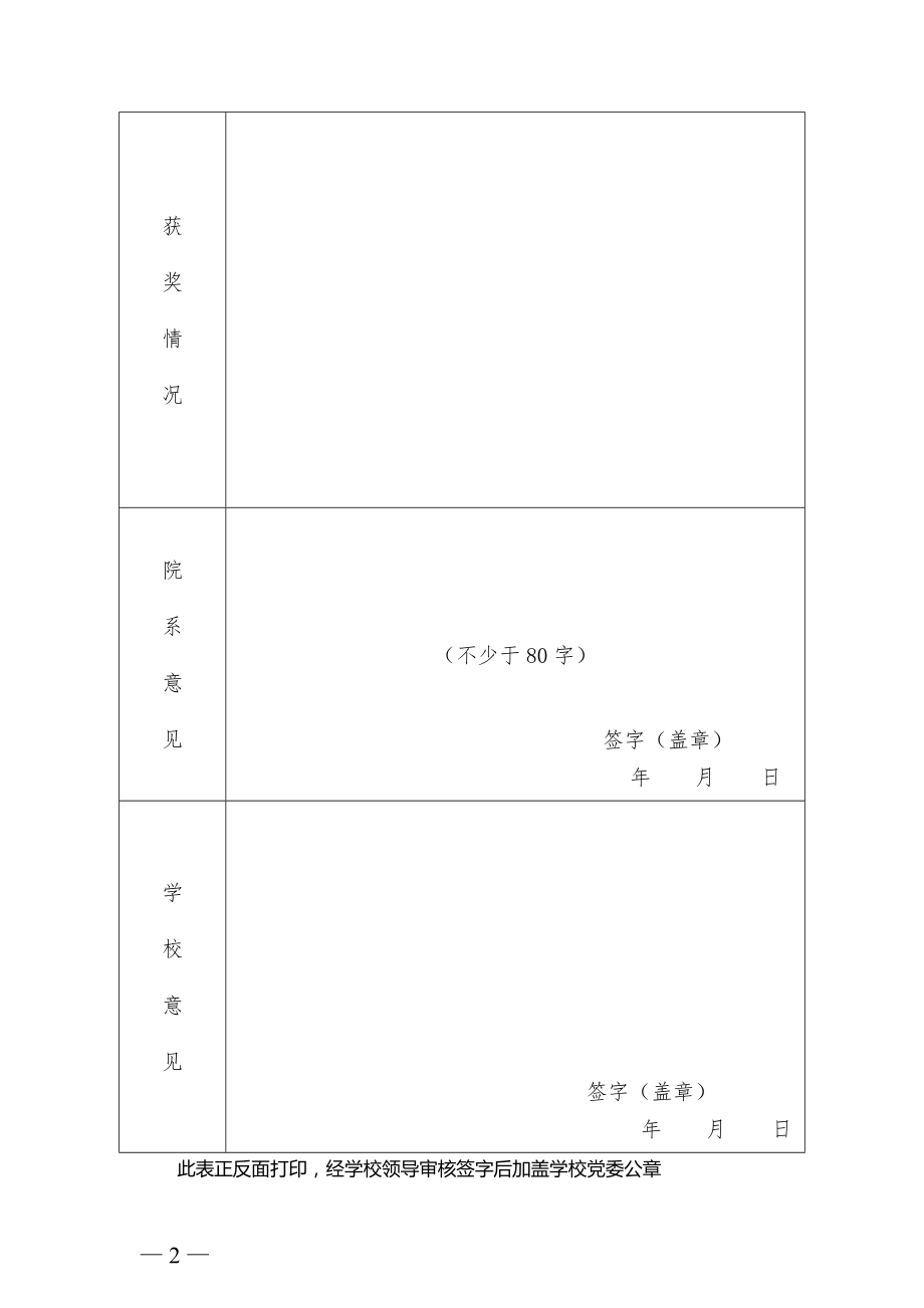 第二届“河南最美大学生”宣传推介活动推荐表_11257_第2页