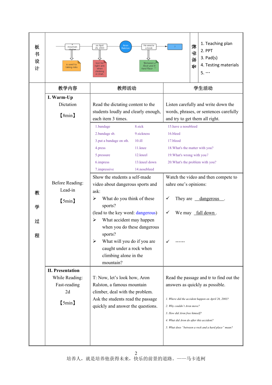 人教版英语八年级下册 Unit 1 Section B 2a-2e 电子教案_第2页