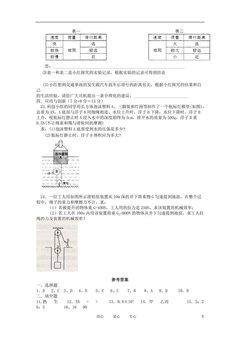 【考前必备】中考物理冲刺复习专题测试6 人教新新课标版_第5页