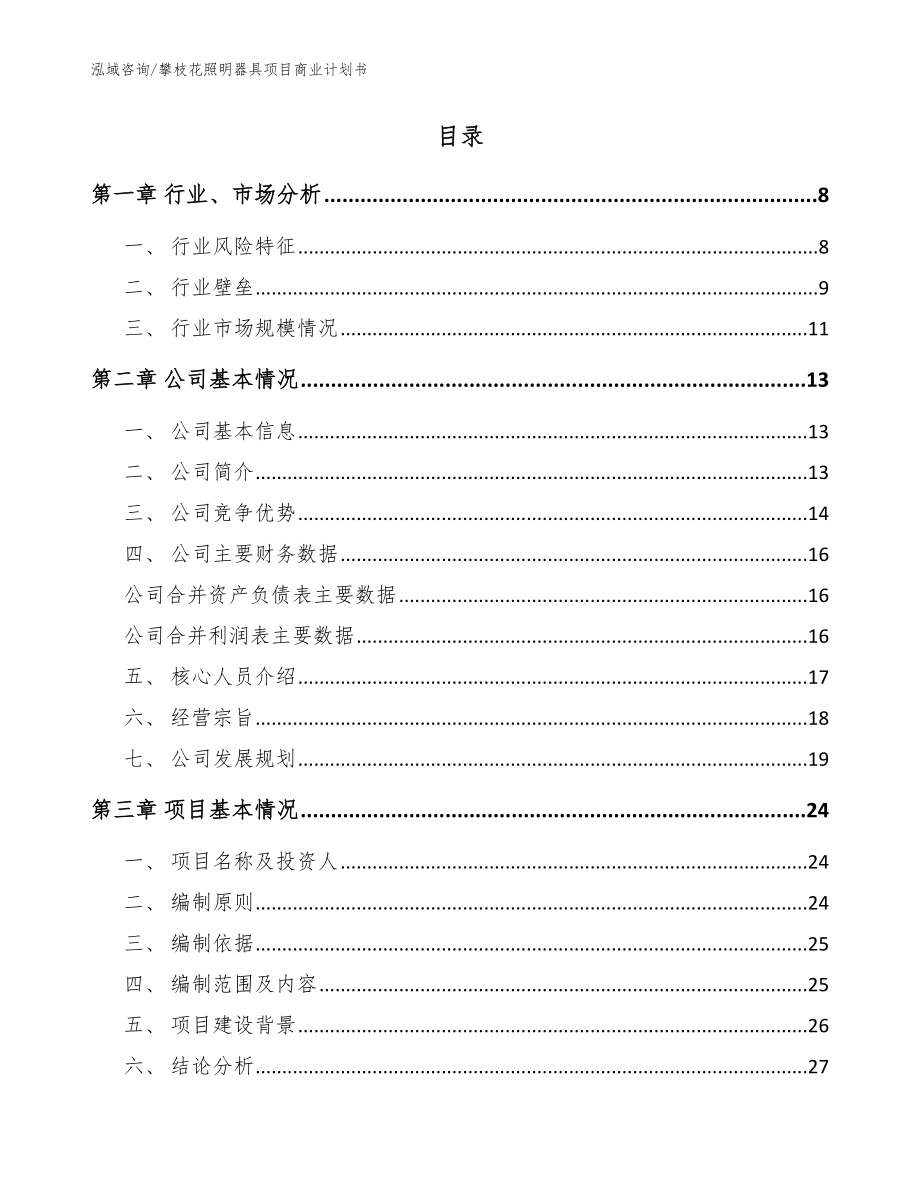 攀枝花照明器具项目商业计划书模板_第2页