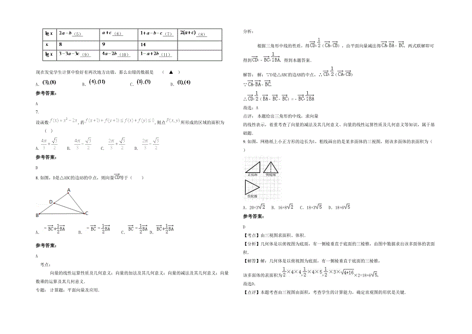 辽宁省大连市新世纪高级中学高三数学文下学期期末试卷含解析_第2页