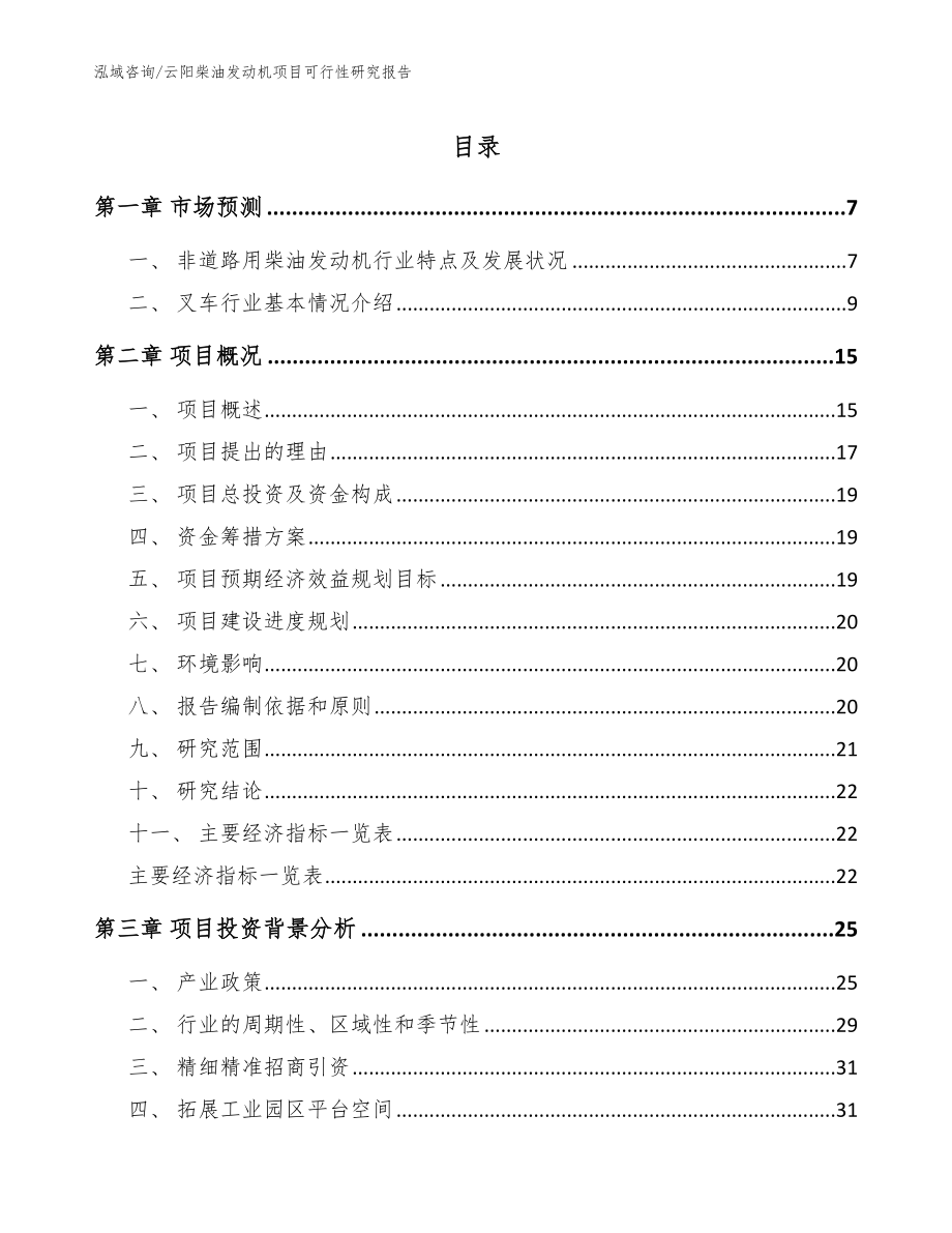 云阳柴油发动机项目可行性研究报告（范文参考）_第1页