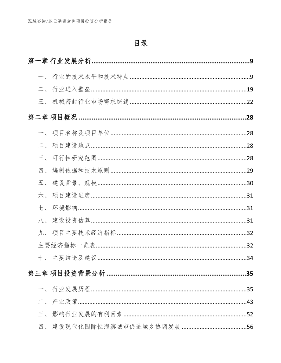 连云港密封件项目投资分析报告_范文_第1页