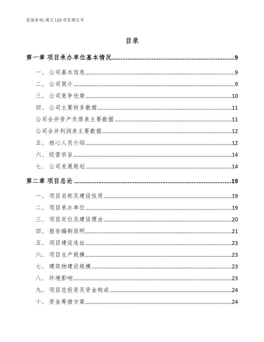 通辽LED项目建议书_模板_第1页