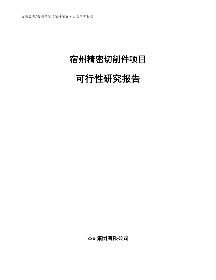 宿州精密切削件项目可行性研究报告【模板参考】_第1页