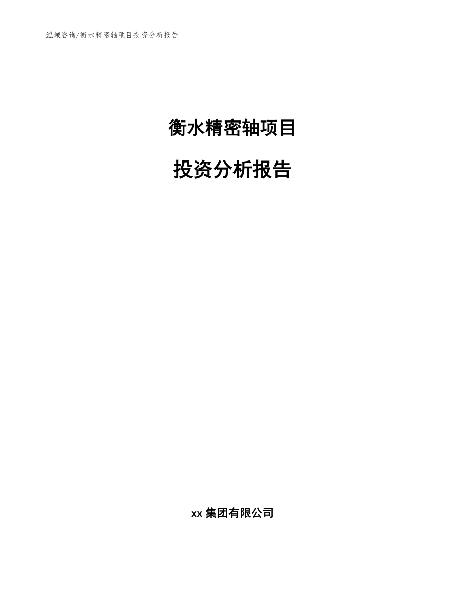 衡水精密轴项目投资分析报告_范文参考_第1页