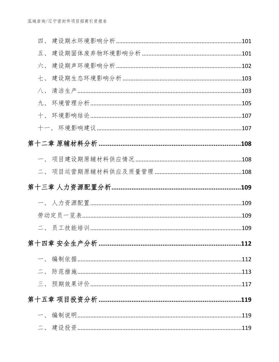 辽宁密封件项目招商引资报告模板_第5页