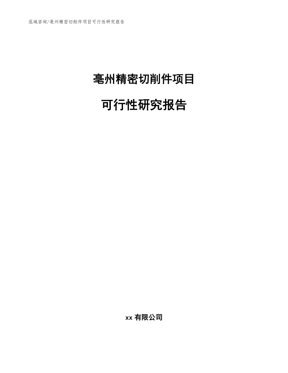 亳州精密切削件项目可行性研究报告（范文模板）_第1页