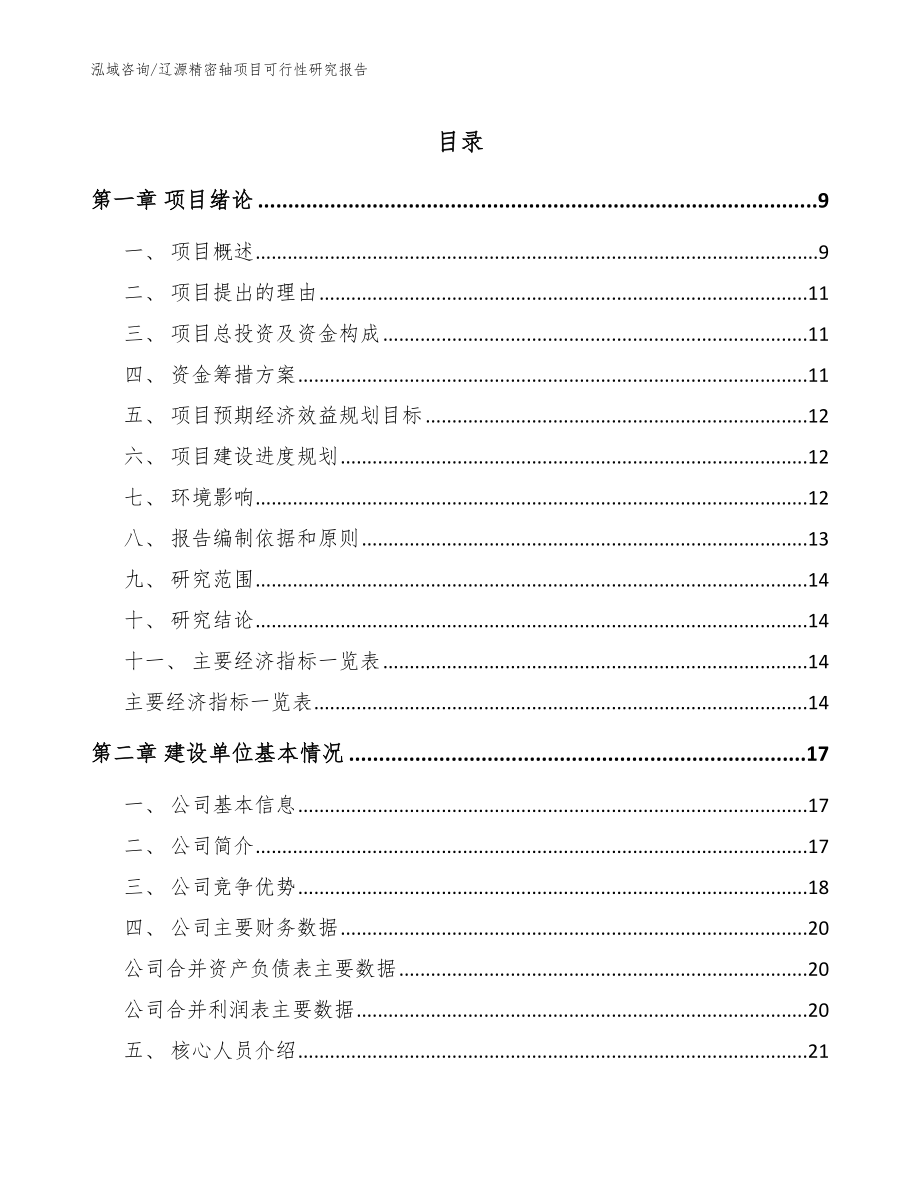 辽源精密轴项目可行性研究报告模板_第1页