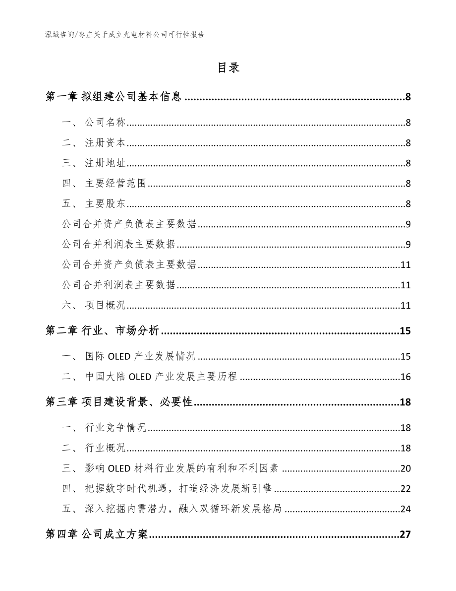 枣庄关于成立光电材料公司可行性报告（模板范文）_第2页