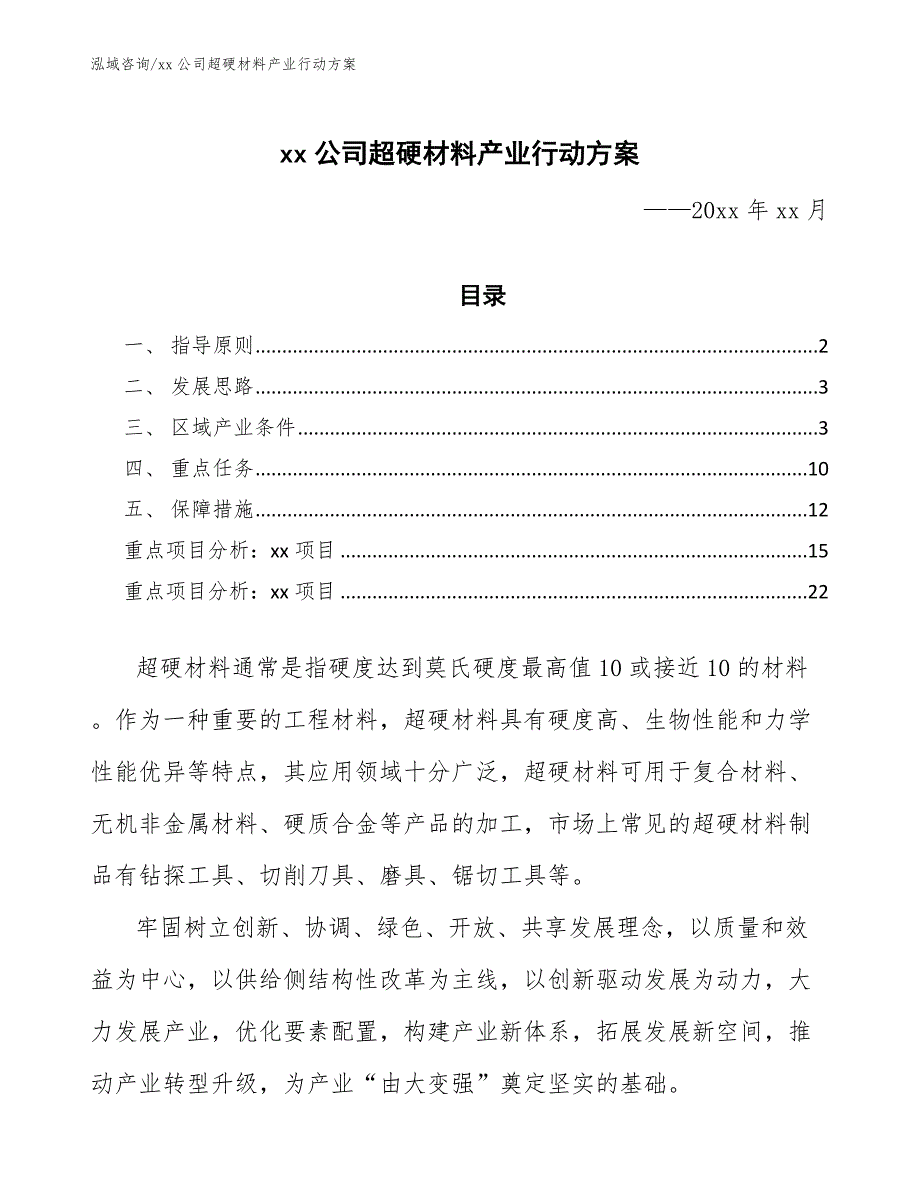 xx公司超硬材料产业行动方案（审阅稿）_第1页