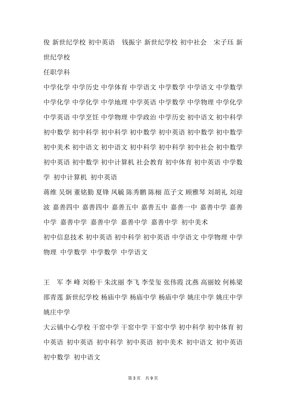 2007年度嘉善县中小学（幼儿）教师中级、初级职称评审结果 - 图文_第3页