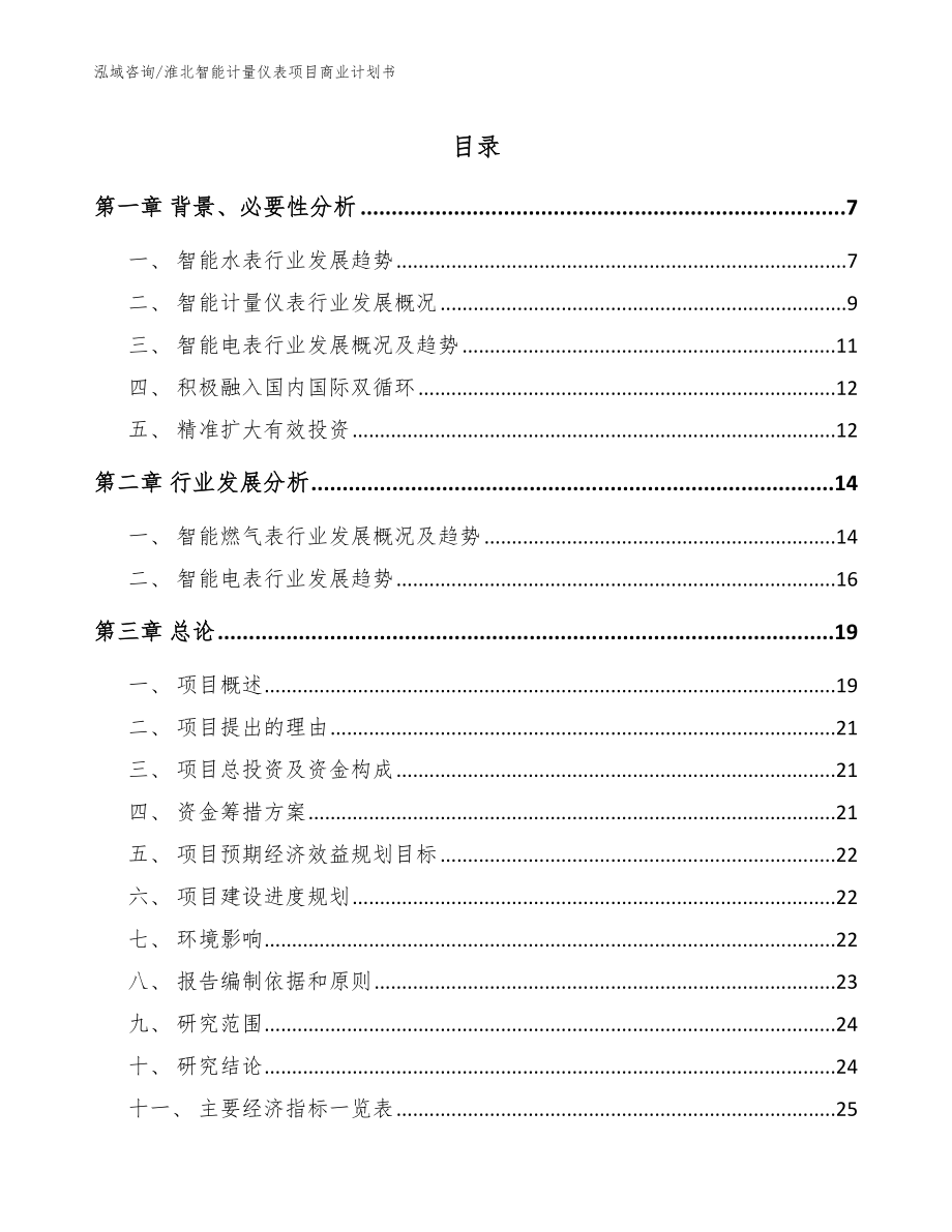 淮北智能计量仪表项目商业计划书（范文模板）_第1页