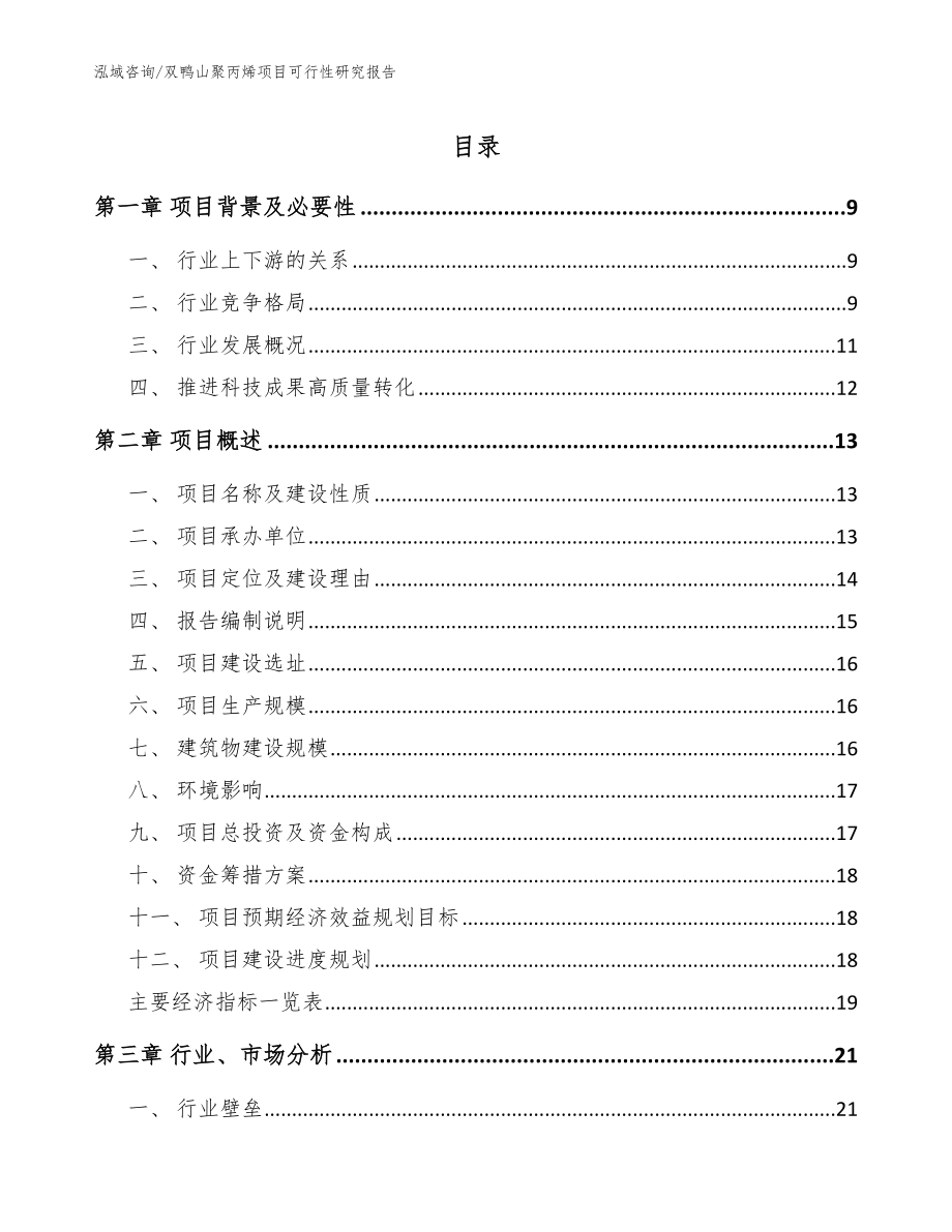 双鸭山聚丙烯项目可行性研究报告参考模板_第1页