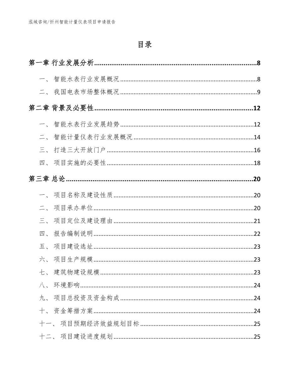 忻州智能计量仪表项目申请报告（范文）_第1页