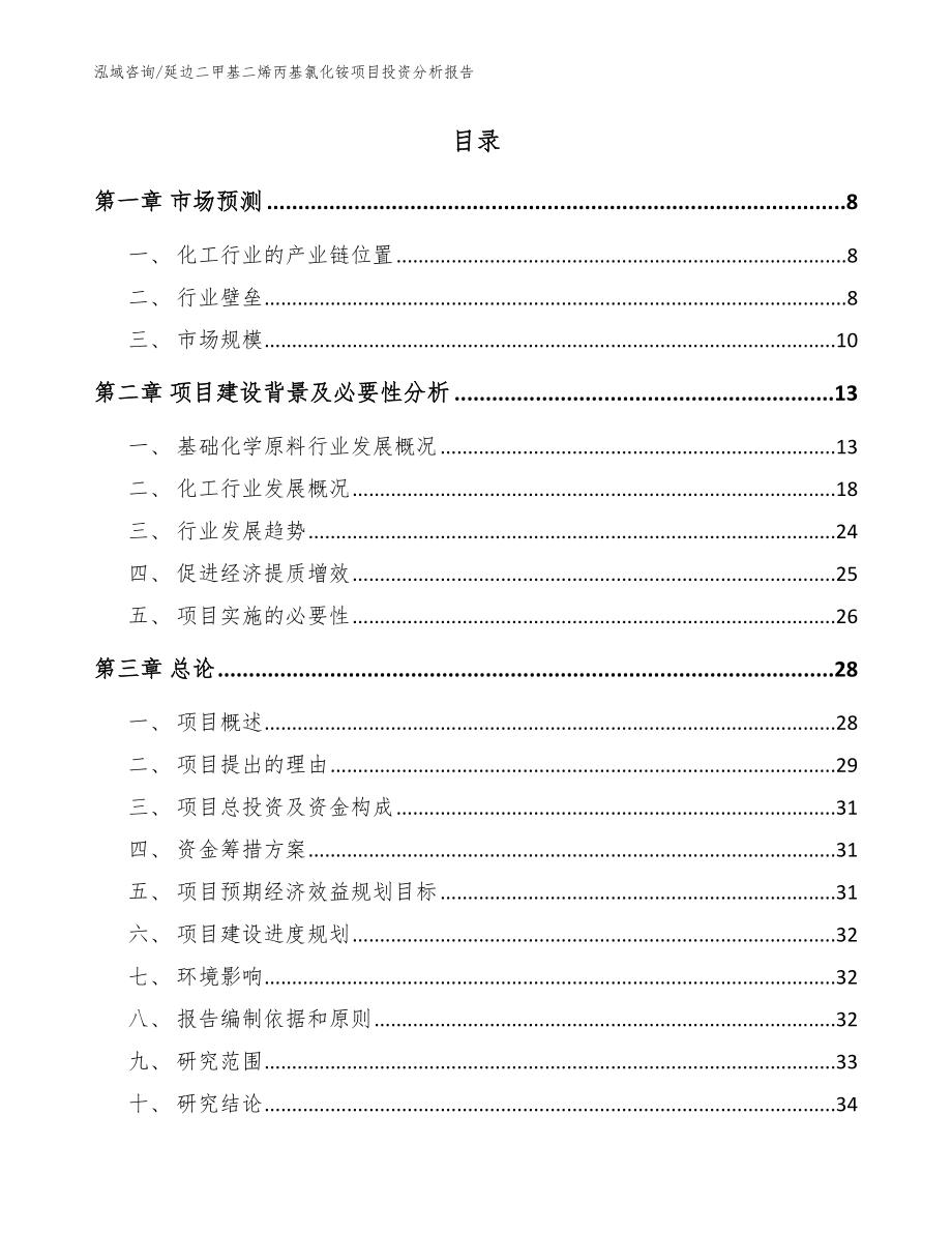 延边二甲基二烯丙基氯化铵项目投资分析报告【参考模板】_第2页