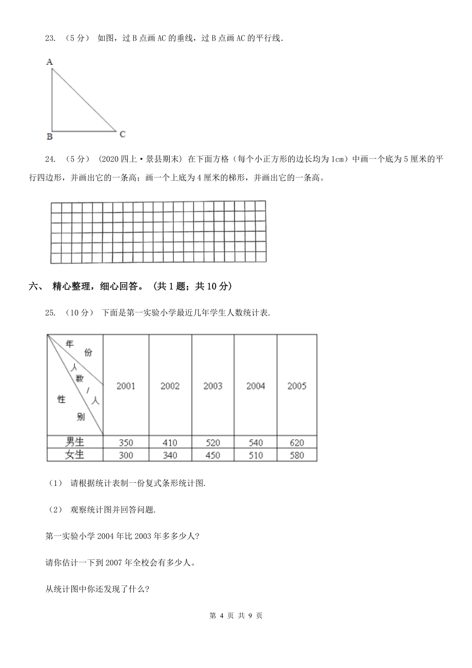 忻州市神池县2020年(春秋版)四年级上学期数学期末测试试卷B卷_第4页