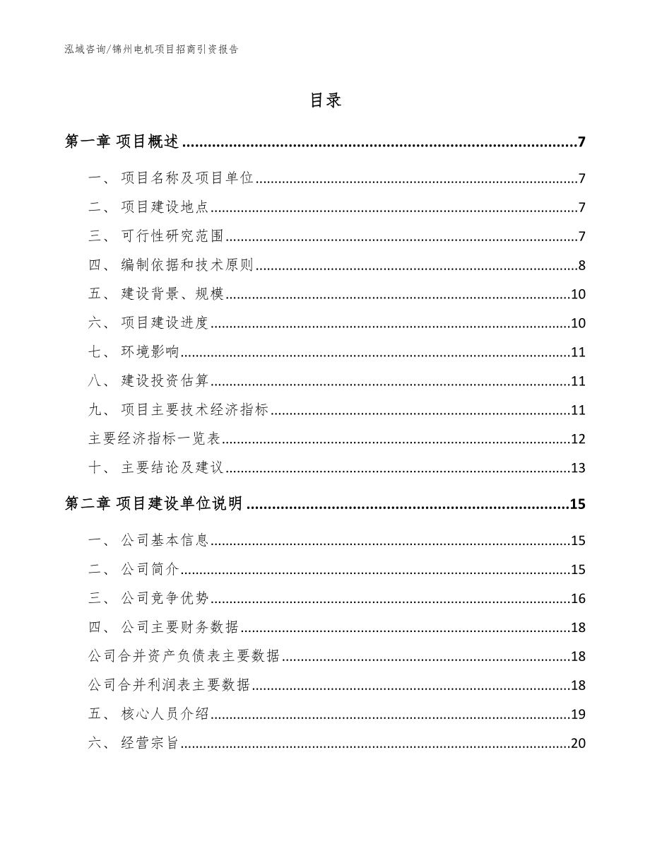 锦州电机项目招商引资报告范文_第1页