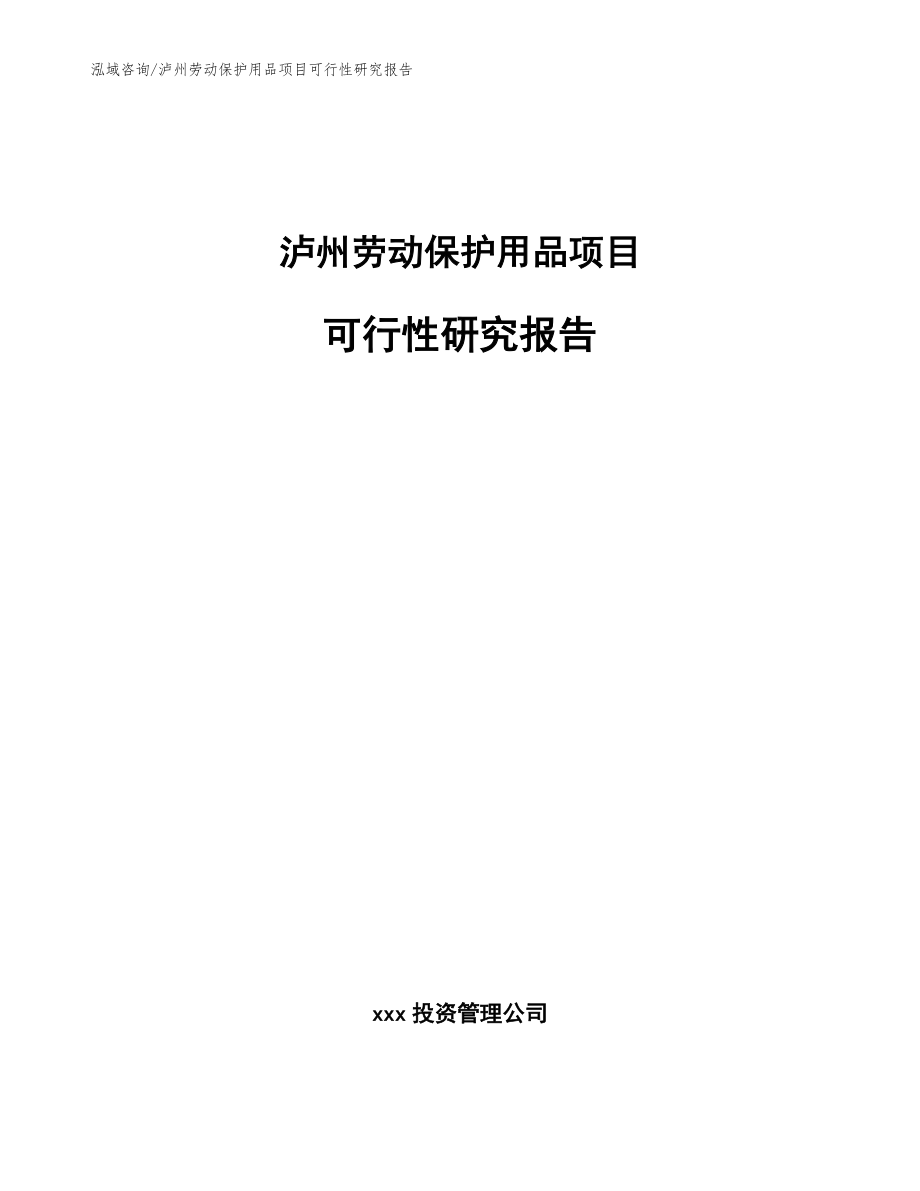 泸州劳动保护用品项目可行性研究报告【模板范本】_第1页