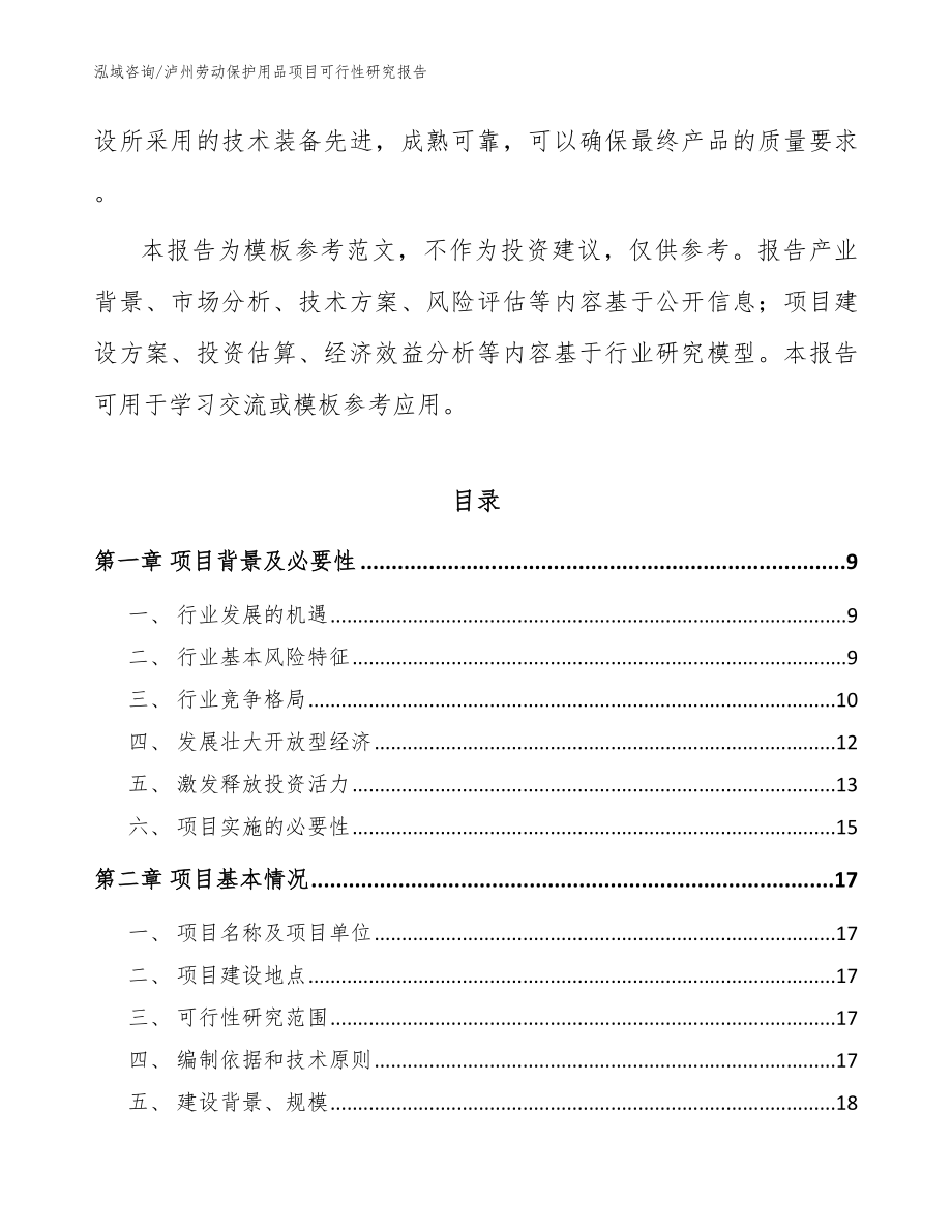 泸州劳动保护用品项目可行性研究报告【模板范本】_第3页