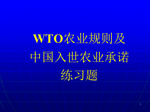 WTO农业规则及中国入世农业承诺练习题（PPT 83页）