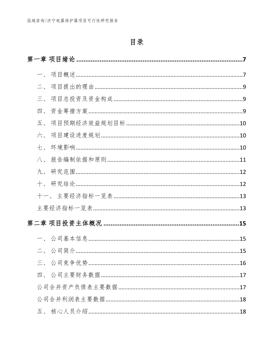 济宁电器保护器项目可行性研究报告（参考模板）_第1页
