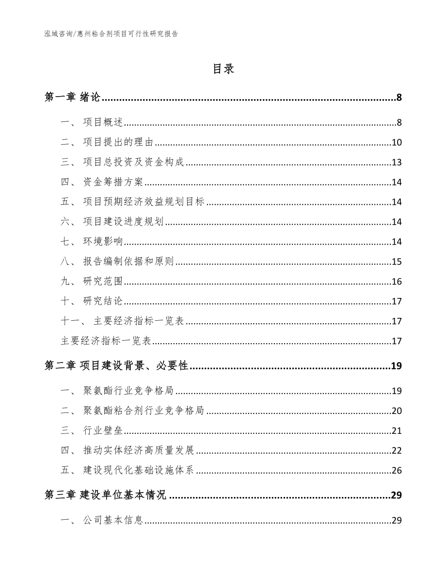 惠州粘合剂项目可行性研究报告（模板参考）_第1页