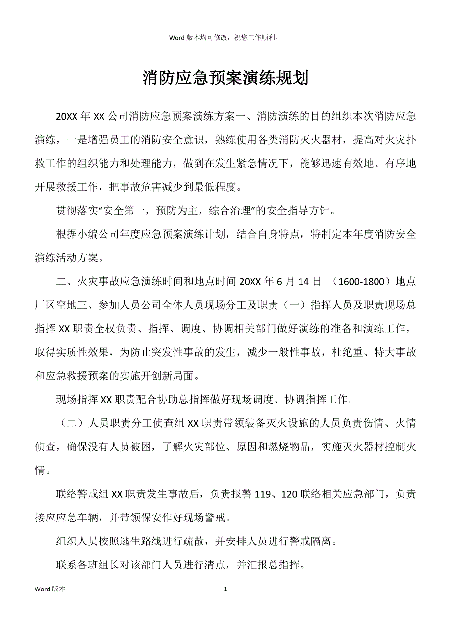 消防应急预案演练规划_第1页