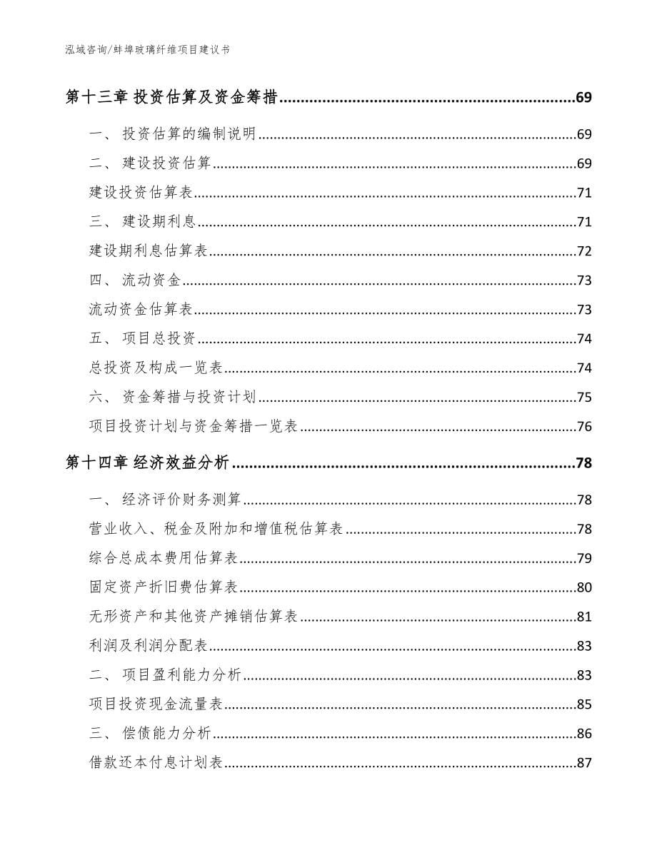 蚌埠玻璃纤维项目建议书_范文_第5页