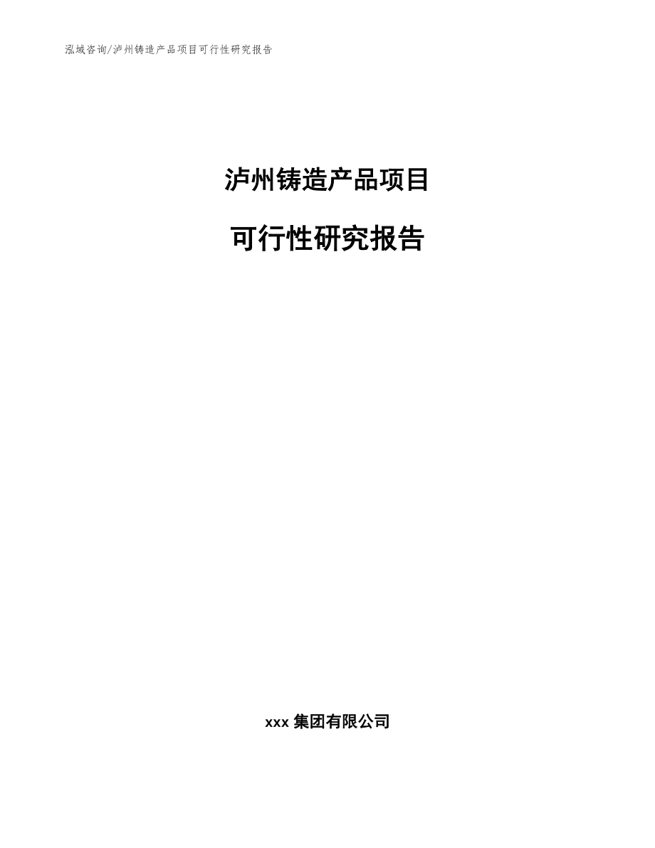 泸州铸造产品项目可行性研究报告_模板范文_第1页