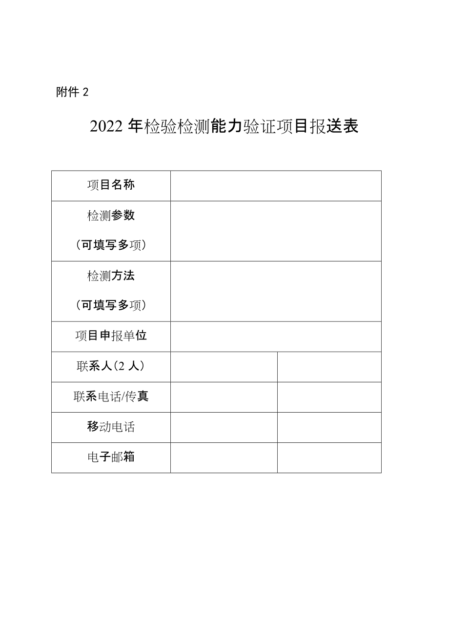 2022年检验检测能力验证项目报送表_第1页