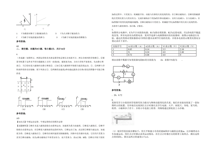 江西省上饶市仙岩中学高三物理下学期期末试题含解析_第2页