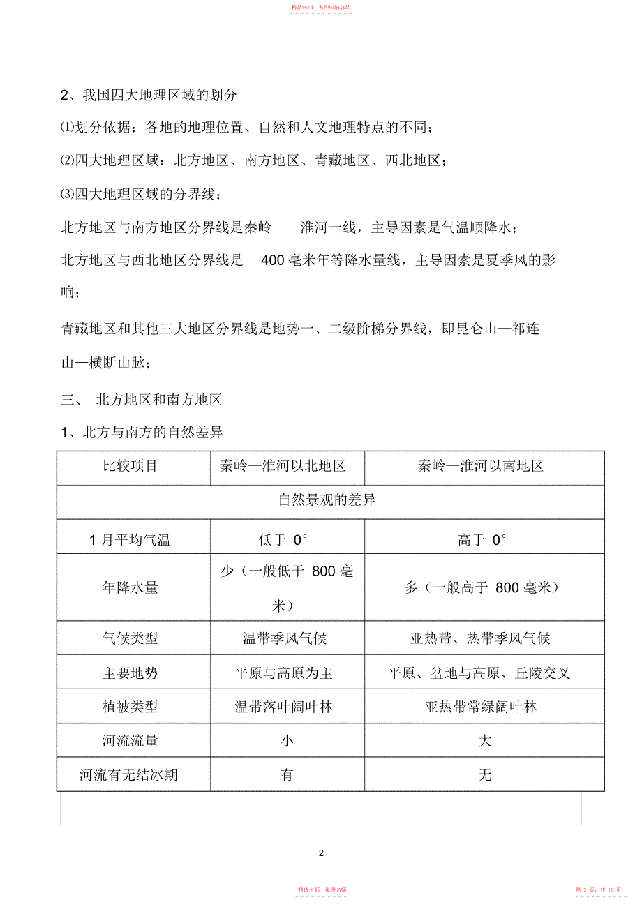 2022年年人教版八年级地理下册知识点归纳总结_第2页