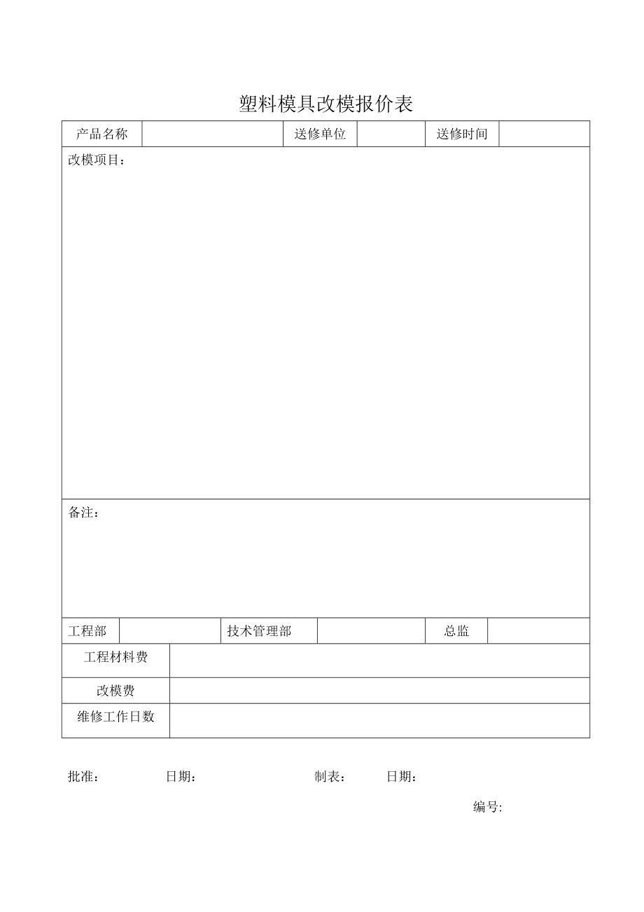 塑料模具改模报价表_第1页