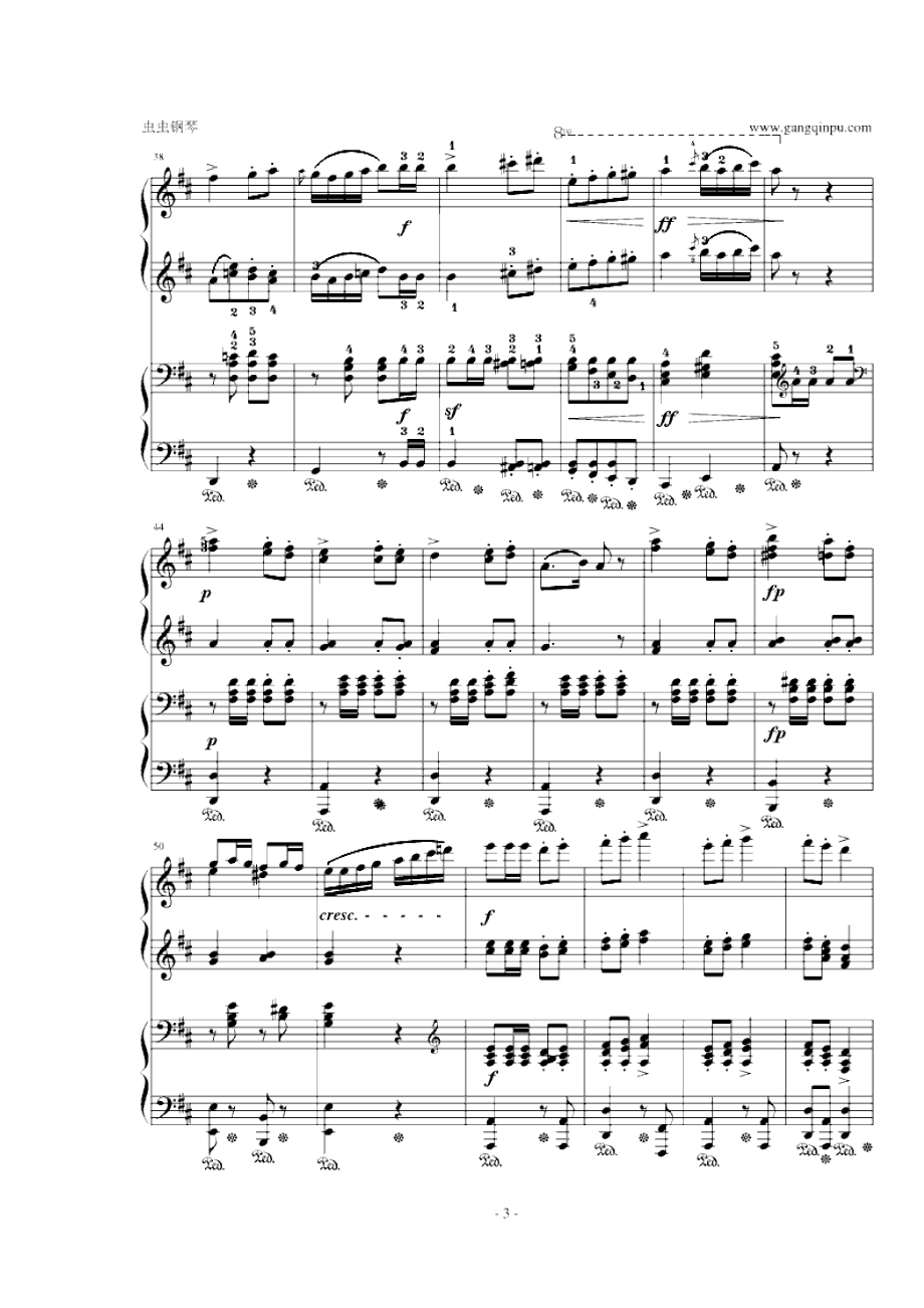 军队进行曲(四手联弹)钢琴谱(钢琴曲)舒伯特._第4页