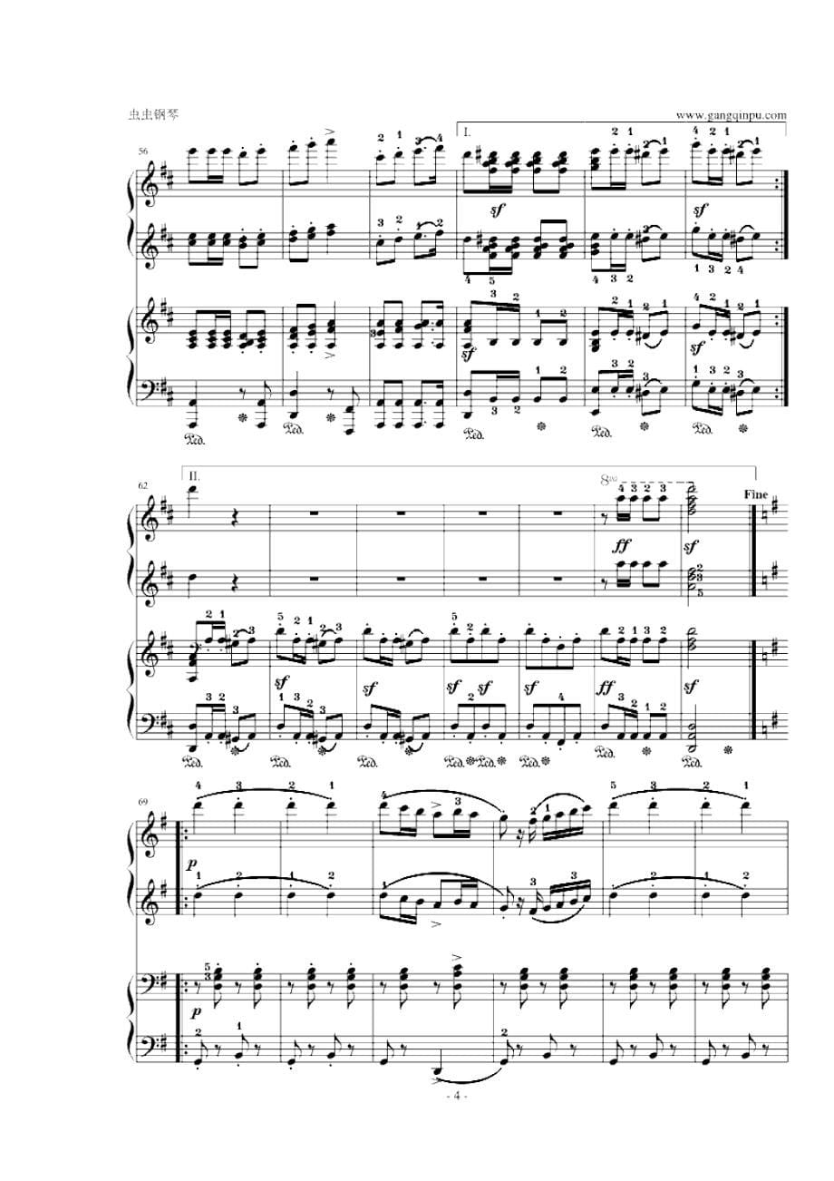 军队进行曲(四手联弹)钢琴谱(钢琴曲)舒伯特._第5页