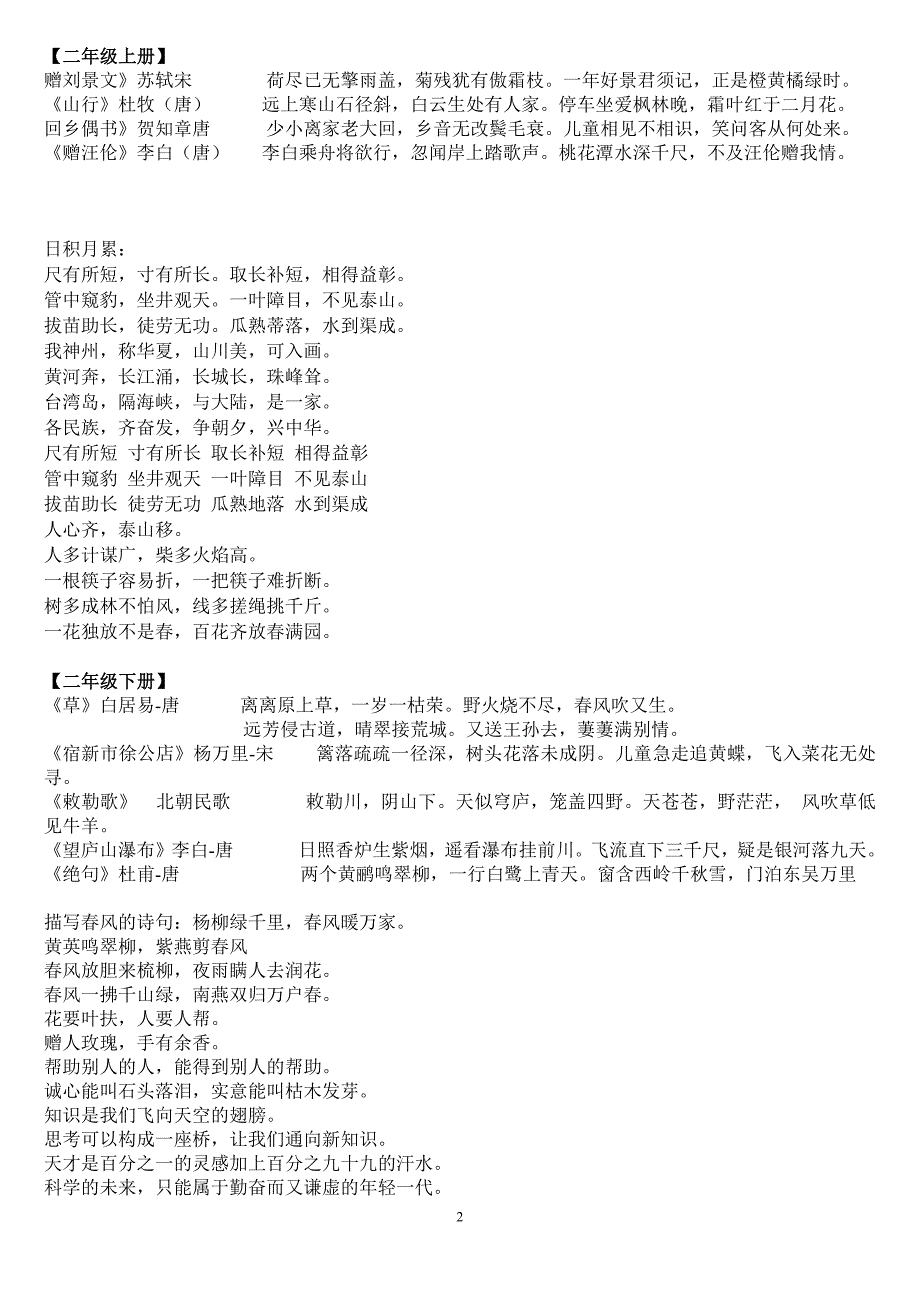 《1至6年级语文古诗+日积月累整理版》_第2页