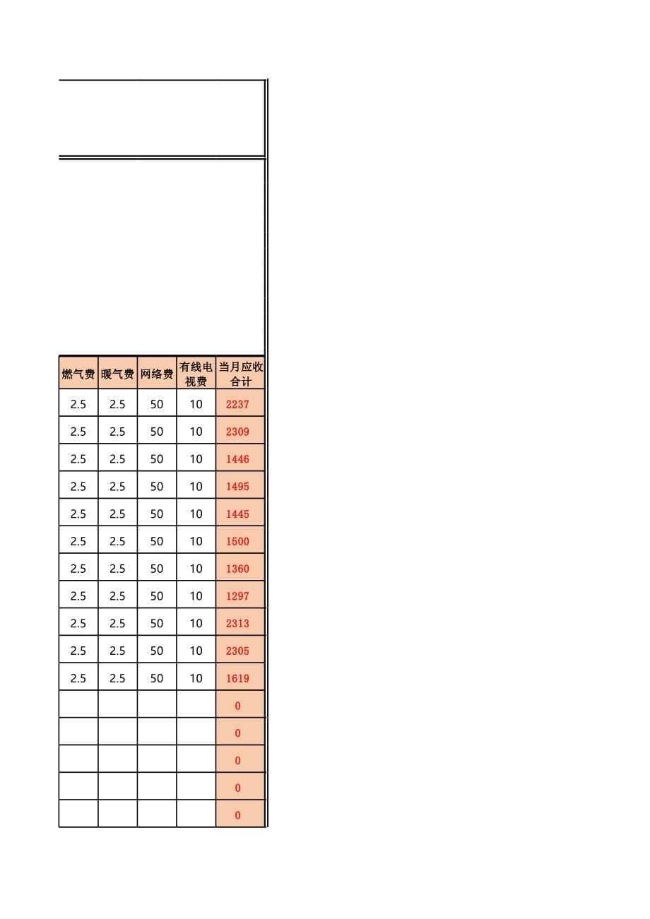 52房租-租金费用收入统计表（房东专用）_第5页